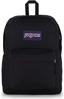 Spacious black backpack with padded laptop sleeve