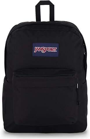 Spacious black backpack with padded laptop sleeve