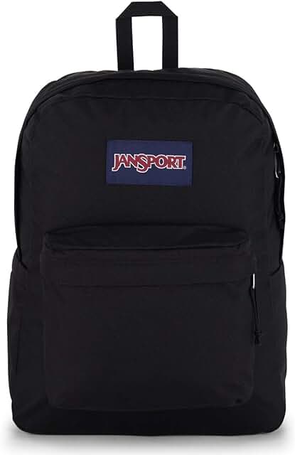 Spacious black backpack with padded laptop sleeve