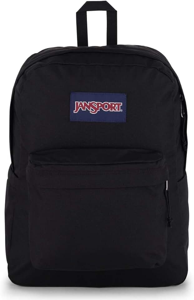 Spacious black backpack with padded laptop sleeve