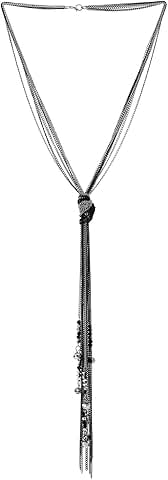 Multi-Strand Black and Silver Knot Pendant Necklace