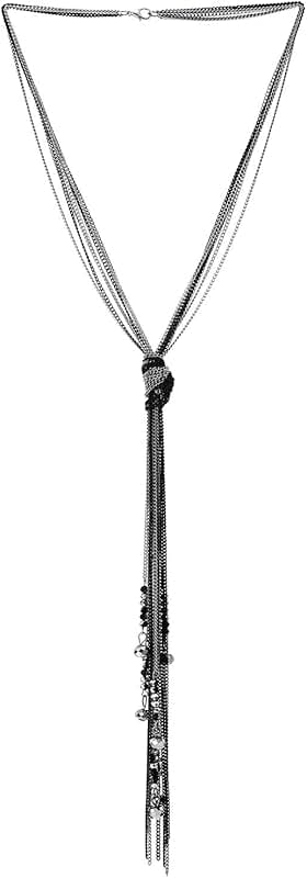 Multi-Strand Black and Silver Knot Pendant Necklace