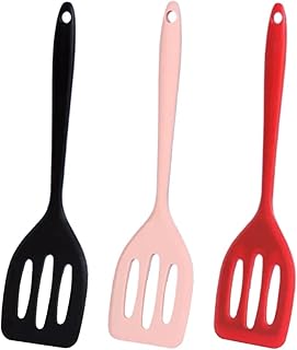 Pink silicone spatula for frying and cooking