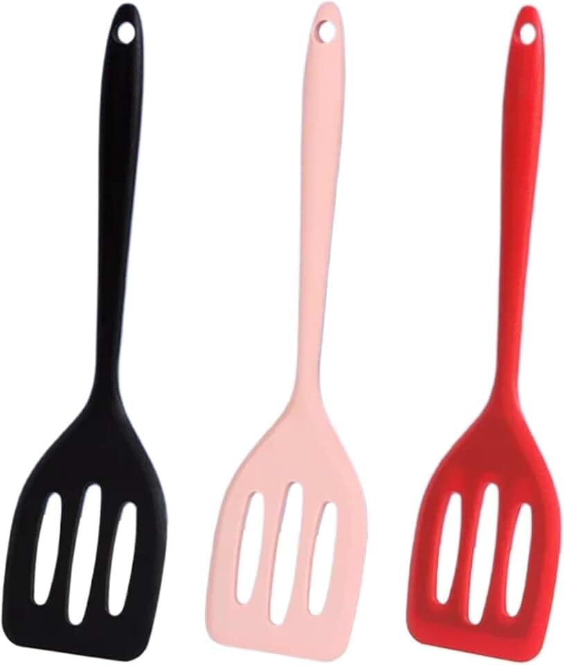 Pink silicone spatula for frying and cooking
