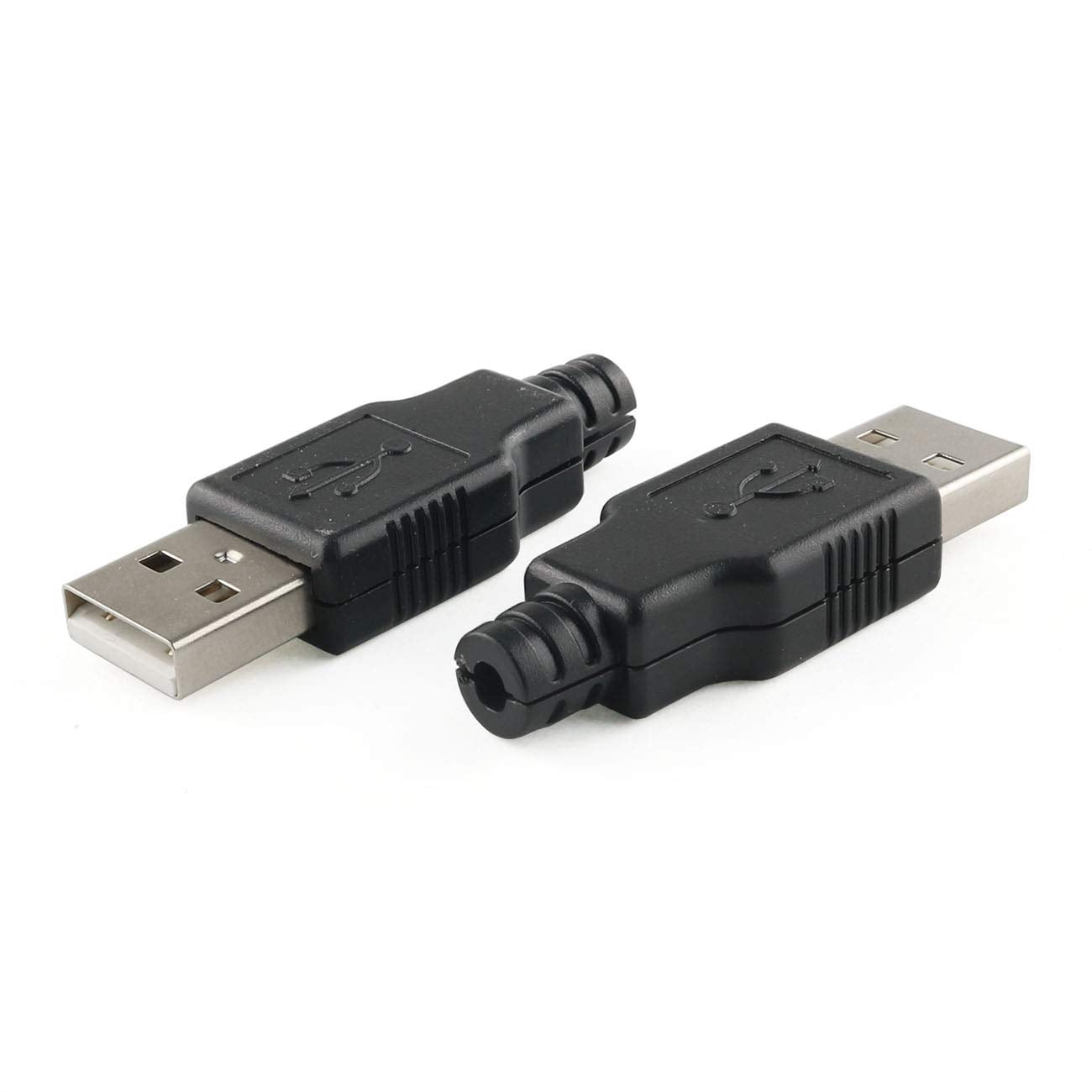 10 USB 2.0 A Type Male Connectors with Black Covers