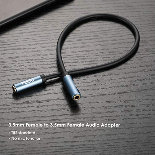 1/8" 3.5mm Female to Female Adapter Cable TRS Premium Stereo Gold-Plated Audio AUX Cord Connectors for Headphones, Car Stereo, or Home HiFi Stereo Sound System - 15cm/6inch