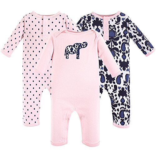 Cotton Union Suit, 3 Pack, Ikat Elephant, 0-3 Months