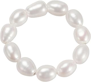 Handmade White Pearl Bead Elastic Ring for Women