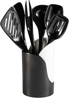 7-Piece Mini Melamine Cooking Utensil Set with Storage Crock