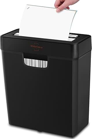 6-Sheet Strip Cut Paper Shredder with Jam Proof and Small Bin