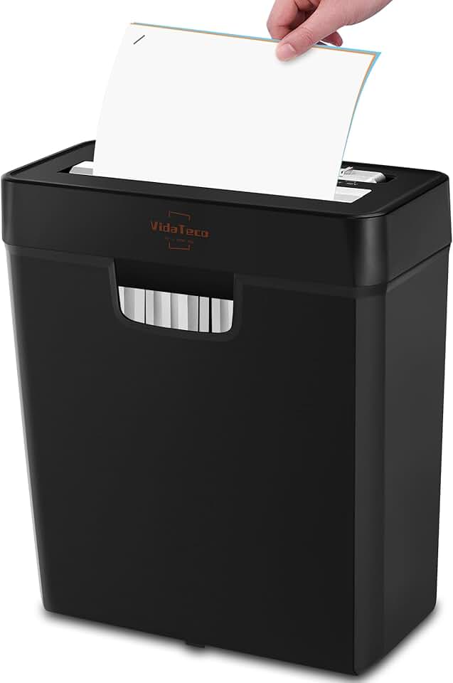 6-Sheet Strip Cut Paper Shredder with Jam Proof and Small Bin