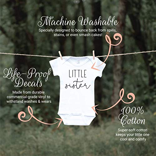 Little Sister Shirt Baby Girl Gender Reveal Announcement (0-3 Months, White)