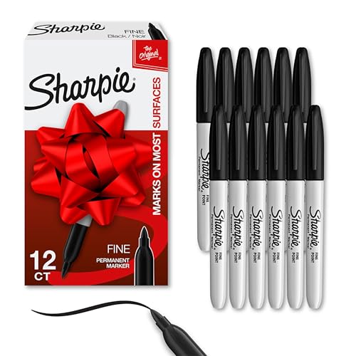 Black Fine Tip Permanent Markers, 12 Pack