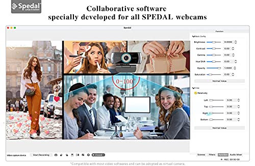 Streaming Webcam with Microphone, Software 1080P Full HD H.264 USB Computer Web Camera for Desktop Laptop Video Calling, Software can Support Windows/Mac OS