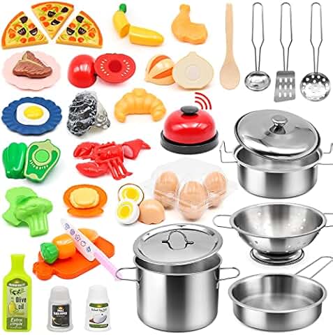 Kids 38-Piece Play Kitchen Set with Pots and Pans