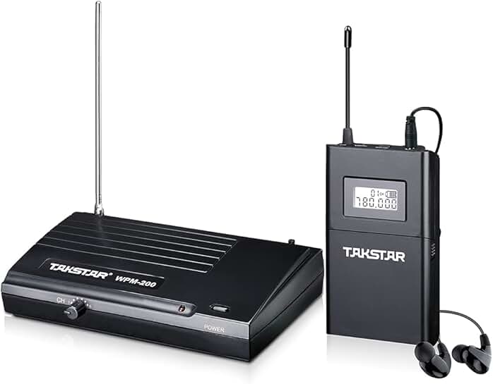 Wireless In-Ear Monitor System with 6 Channels and 164Ft Range