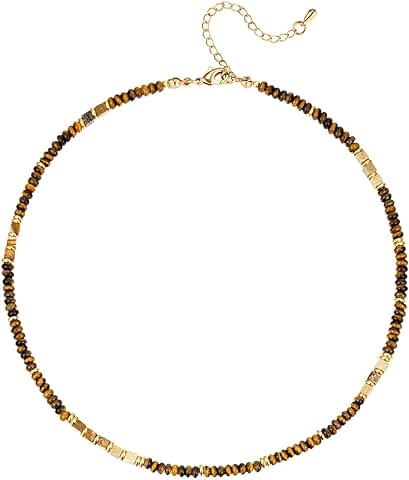 Beaded Boho Beach Necklace with Natural Stone