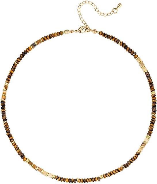 Beaded Boho Beach Necklace with Natural Stone