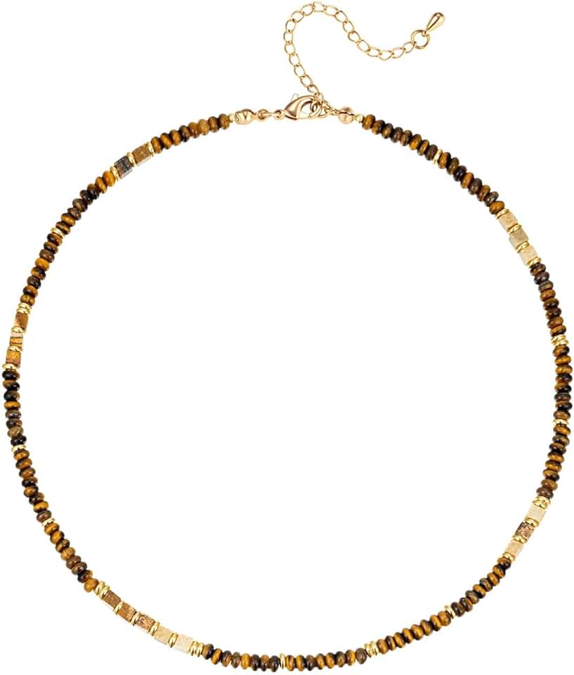 Beaded Boho Beach Necklace with Natural Stone