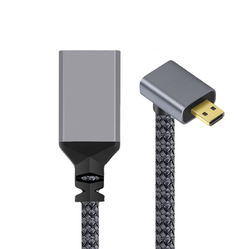 4K Micro HDMI to HDMI Extension Cable, 90 Degree Down Angled