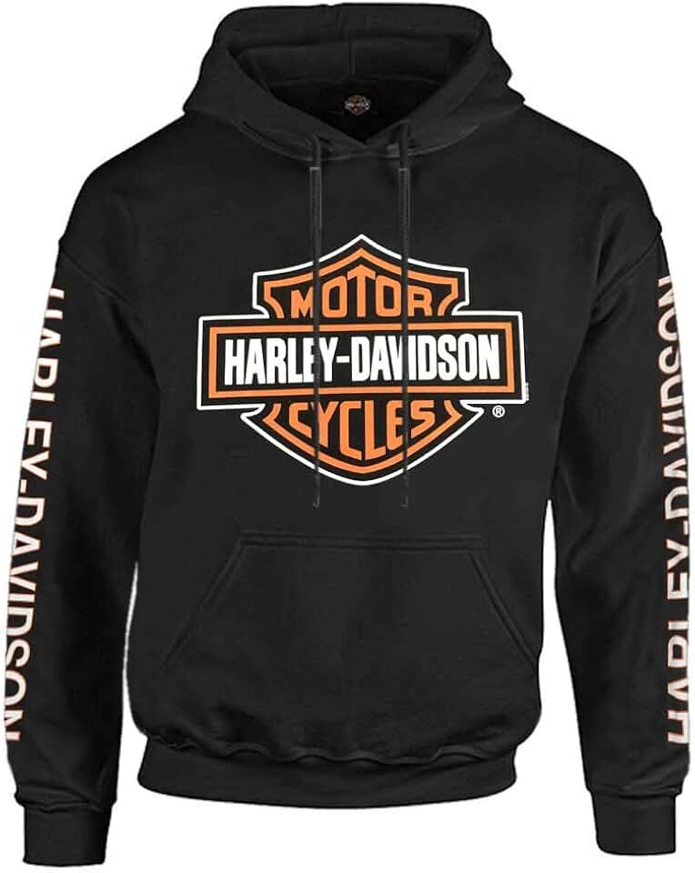 Large men's black hoodie with bar and shield logo