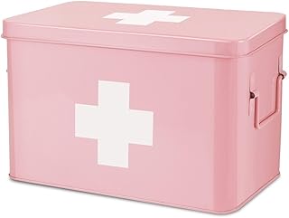 Pink 13" Vintage First Aid Box with Dividers