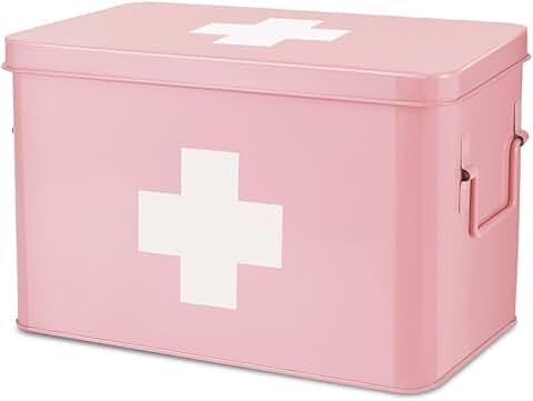 Pink 13" Vintage First Aid Box with Dividers