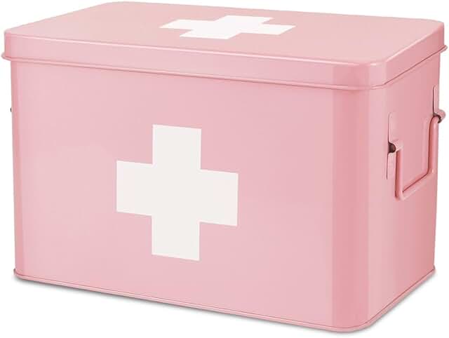 Pink 13" Vintage First Aid Box with Dividers