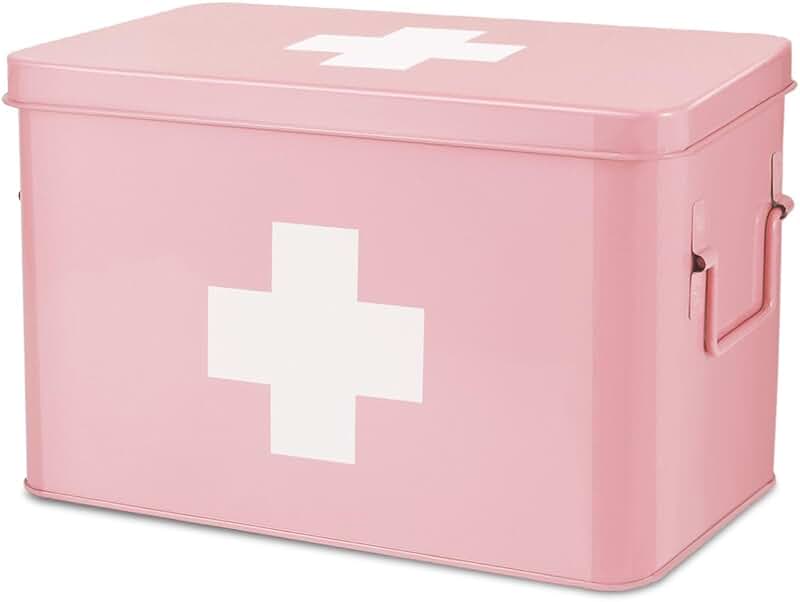 Pink 13" Vintage First Aid Box with Dividers