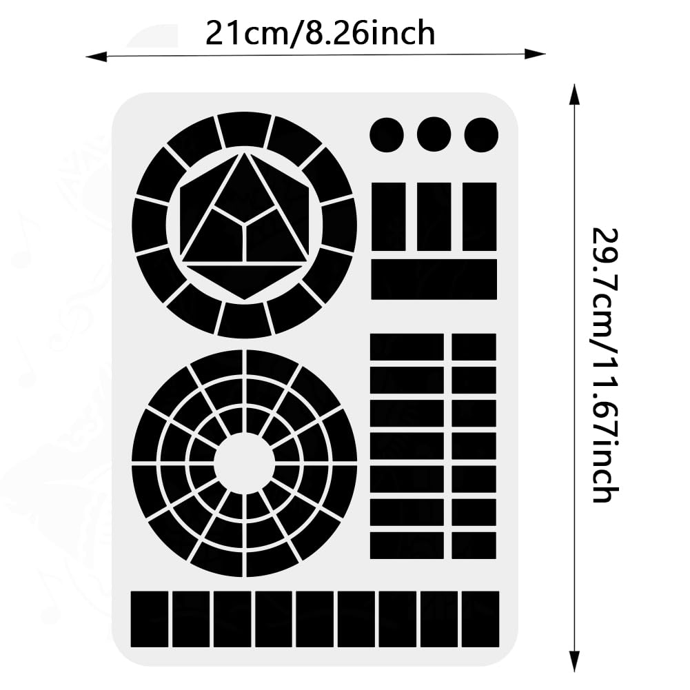 Round Reusable Painting Stencil 12x8 Inches for Canvas, Wall