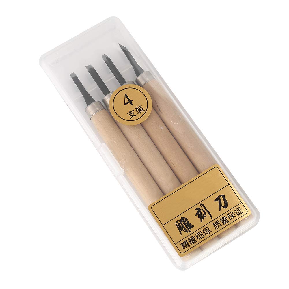4-Piece Wood Carving Set with Knives and Sharpener