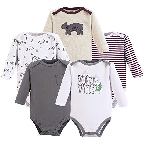 Cotton Bodysuit, 5 Pack, Mountains, 0-3 Months