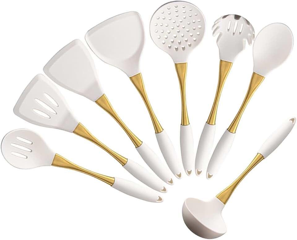 8-Piece Gold Plated Silicone Kitchen Utensil Set