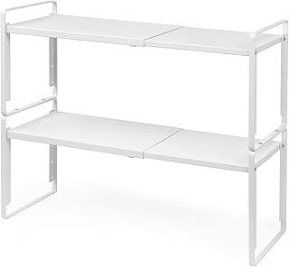Expandable 2-Pack Metal Shelf Organizer for Kitchen and Pantry