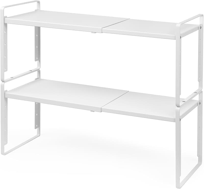 Expandable 2-Pack Metal Shelf Organizer for Kitchen and Pantry
