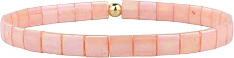 Colorful Handmade Beaded Tila Stretch Bracelets for Women
