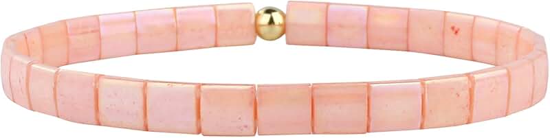 Colorful Handmade Beaded Tila Stretch Bracelets for Women
