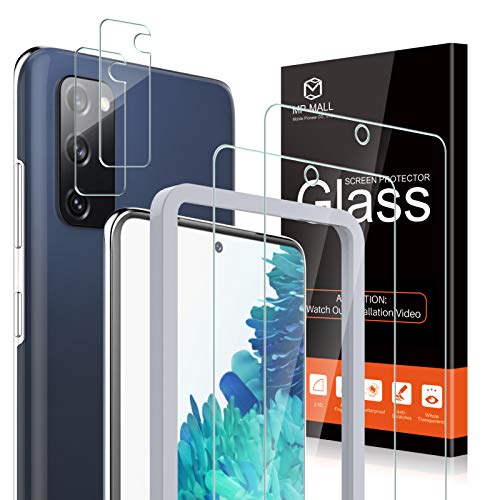 [2+2 Pack] 2 Pack Tempered Glass Screen Protector + 2 Pack Camera Lens Protector Compatible for Samsung Galaxy S20 FE 5G 6.5-inch [Not Fit for Galaxy S20] Bubble Free - Support Fingerprint Unlock