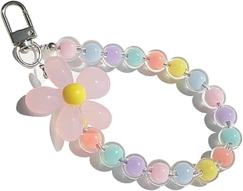 Colorful Flower Beaded Phone Lanyard