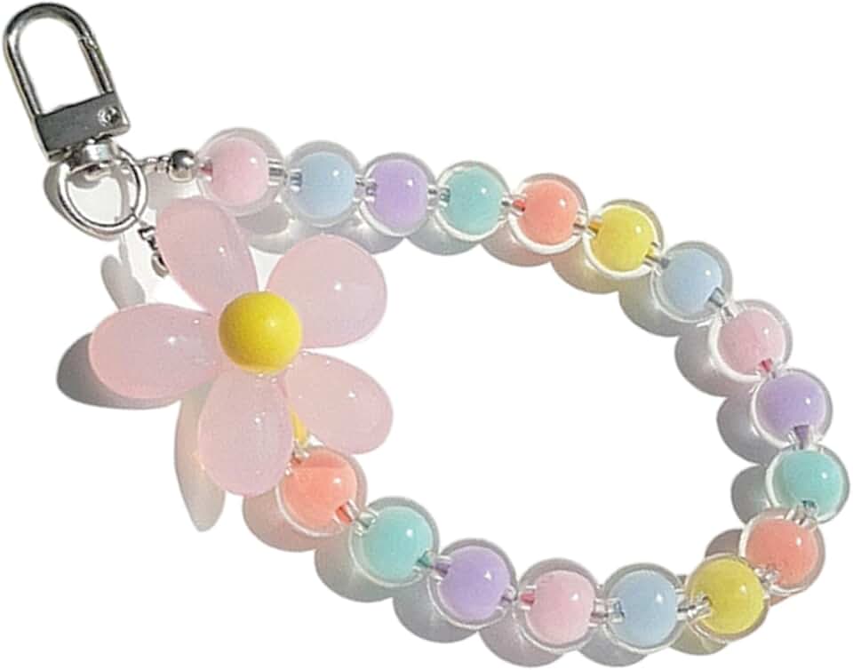 Colorful Flower Beaded Phone Lanyard