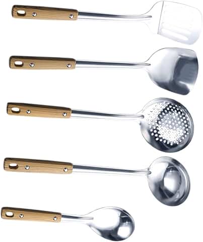 Set of 5 Kitchen Utensils for Cooking and Serving