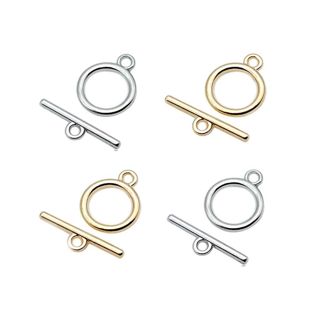 Set of 40 Toggle Clasps for Jewelry Making in Gold and Silver