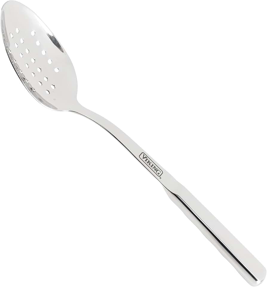 Solid Forged Stainless Steel Slotted Spoon with Stay-cool Handle