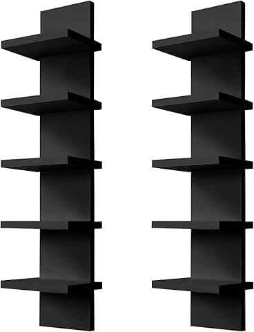Two 5-Tier Narrow Wall Shelves for Home Storage