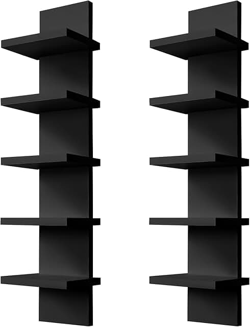 Two 5-Tier Narrow Wall Shelves for Home Storage