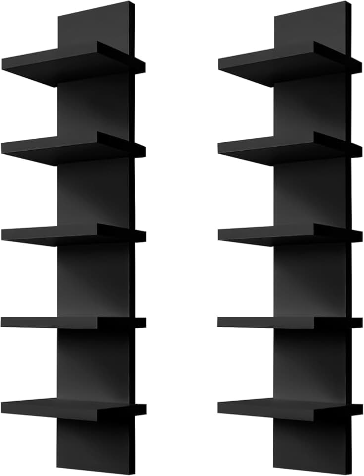 Two 5-Tier Narrow Wall Shelves for Home Storage