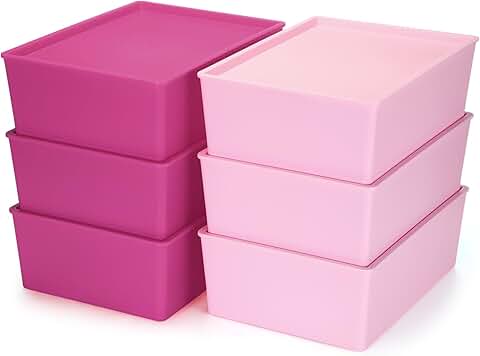 Six Large Plastic Storage Bins with Lids