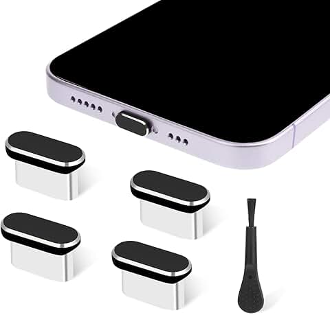 Set of 4 Type C Dust Plug Covers with Cleaning Brush
