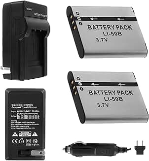 Battery Pack with Charger and Accessories for Olympus Cameras