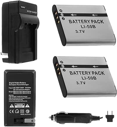 Battery Pack with Charger and Accessories for Olympus Cameras